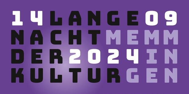 Schriftzug Lange Nacht der Kulturen auf violettem Hintergrund