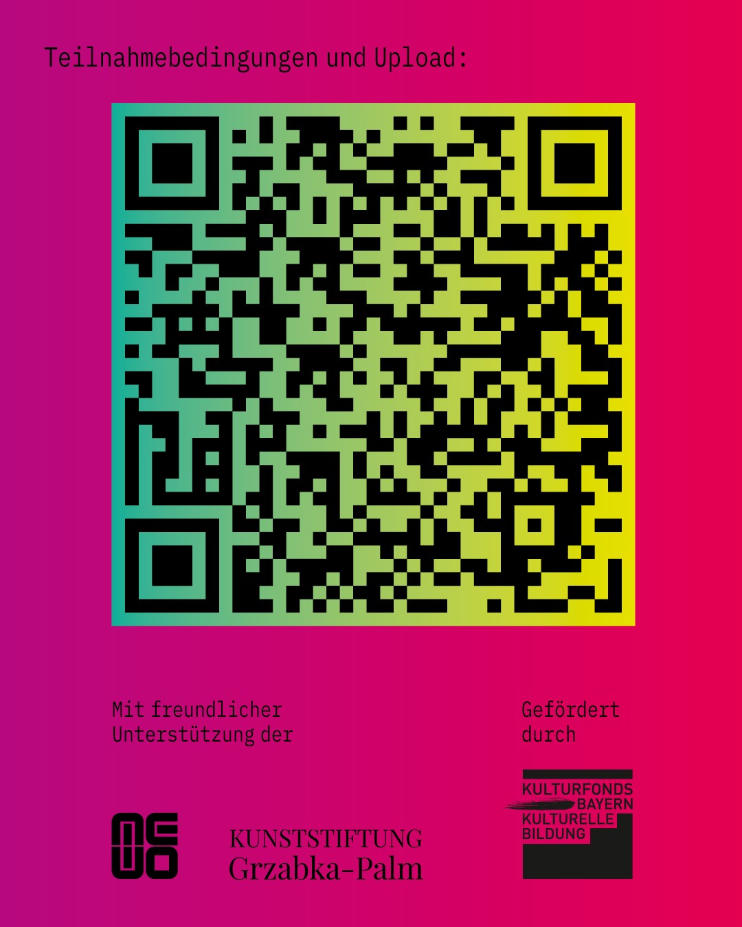 pinkfarbene Kachel mit einem QR-Code, der zum Anmeldeformular führt