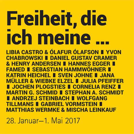 Plakat der Ausstellung mit dem Titel und den beteiligten Künstlerinnen und Künstlern